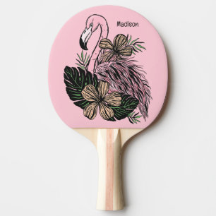 Raquette De Ping Pong Nom personnalisé et couleur Flamant rose rose