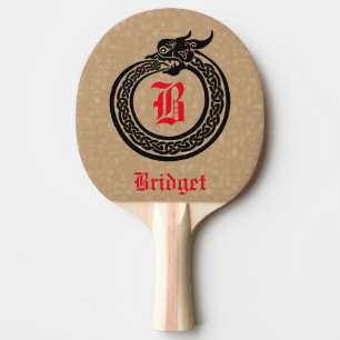 Raquette De Ping Pong Nom personnalisé et monogramme Style celtique Ouro