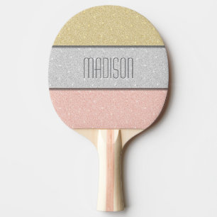 Raquette De Ping Pong Nom personnalisé Faux Paillettes Brillantes