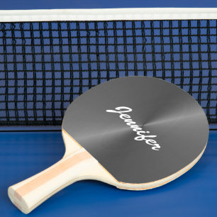 Raquette De Ping Pong Nom personnalisé gris brillant faux métal