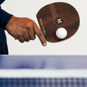 Raquette De Ping Pong Nom personnalisé moderne Texture en bois Police bl