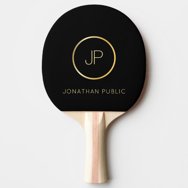 Raquette De Ping Pong Nom personnalisé Monogramme Or Moderne Élégant (Devant)