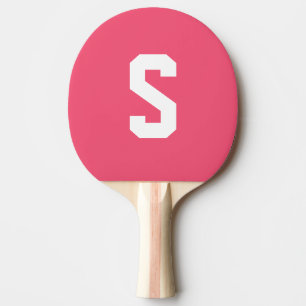 Raquette De Ping Pong Nom personnalisé par monogramme rose