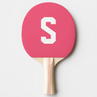 Raquette De Ping Pong Nom personnalisé par monogramme rose