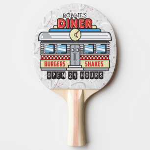 Raquette De Ping Pong NOM Personnalisé Retro les années 50 Diner Signé C