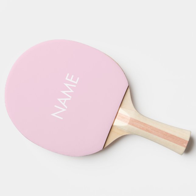 Raquette De Ping Pong Nom personnalisé texte monogramme clair rose minim (Côté)