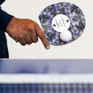 Raquette De Ping Pong Noms de Couple de Mariage Floral Noir Caprice