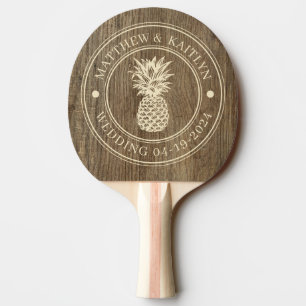 Raquette De Ping Pong Noms de mariage à l'ananas en bois de hickory