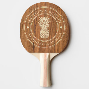 Raquette De Ping Pong Noms de mariage au Pineapple Elm Wood