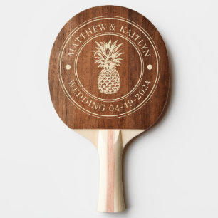 Raquette De Ping Pong Noms de mariage au thème de l'ananas en bois de no