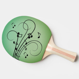 Raquette De Ping Pong Notes de fantaisie Design de musique verte