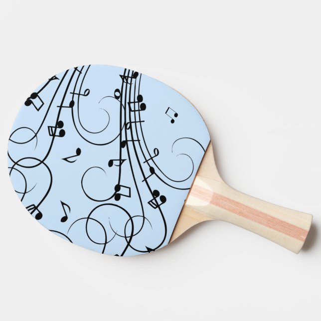 Raquette De Ping Pong Notes de musique fantaisie Bleu (Côté)