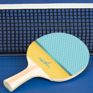 Raquette De Ping Pong Ocean Blue, Sunny Beach, Silver Hearts Monogramme