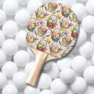 Raquette De Ping Pong Œufs de Pâques en panier d'osier avec de la lavand