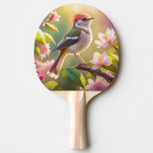 Raquette De Ping Pong Oiseau de Paruline Imaginaire à tête rouge