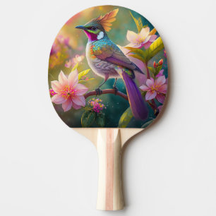 Raquette De Ping Pong Oiseau d'Imaginaire à arc-en-ciel orangé
