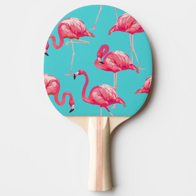 Raquette De Ping Pong Oiseaux roses de flamant sur l'arrière - plan de (Devant)