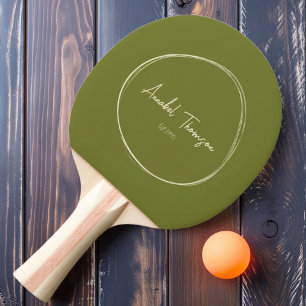 Raquette De Ping Pong Olive sucré moderne du milieu du siècle avec nom