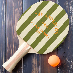 Raquette De Ping Pong Olivier doux de bord de mer à rayures & Nom de fam