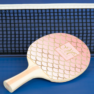 Raquette De Ping Pong Ombre rose et Motif sirène or - Monogramme