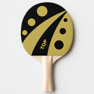 Raquette De Ping Pong Ondes Abstraites en noir et or avec cercles