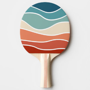 Raquette De Ping Pong Ondes colorées de style rétro