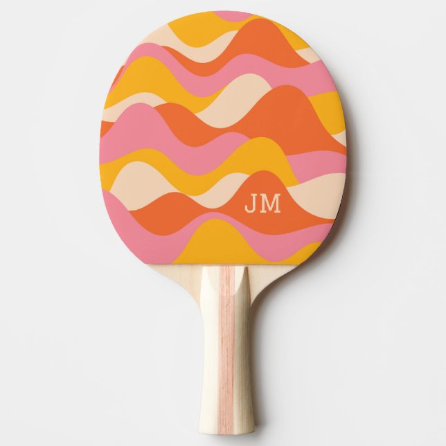 Raquette De Ping Pong Ondes orageuses de style rétro (Devant)