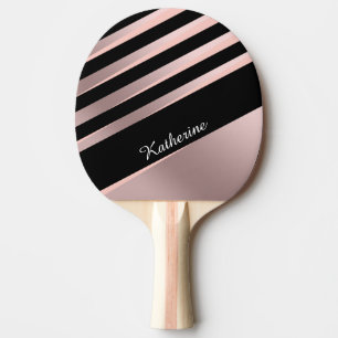 Raquette De Ping Pong Or rose, noir et rose de résumé girly élégant
