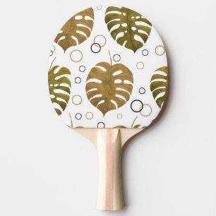 Raquette De Ping Pong Or tropical : aquarelle de feuille de monstère