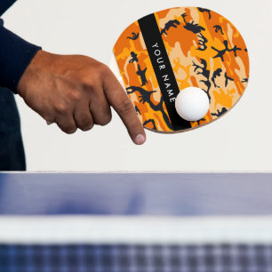 Raquette De Ping Pong Orange Camouflage Votre nom Personnalisez