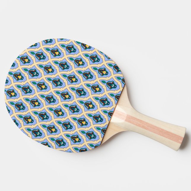Raquette De Ping Pong Oriental Blue Jaune Marocain Arabe Tracery Art (Côté)
