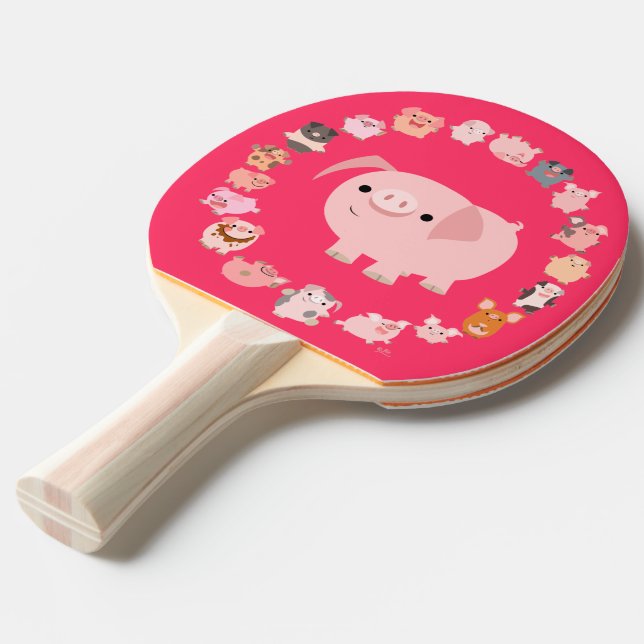 Raquette De Ping Pong Paddle Mandala Ping Ping Ping Cartoon Cute (Devant Angle)