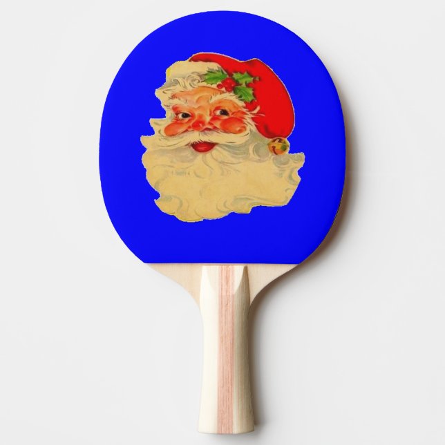 Raquette De Ping Pong Paddle - Père Noël - Bleu. (Devant)
