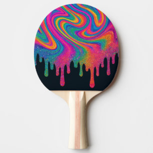 Raquette De Ping Pong Pagaie à bascule en néon à glitterie psychédélique