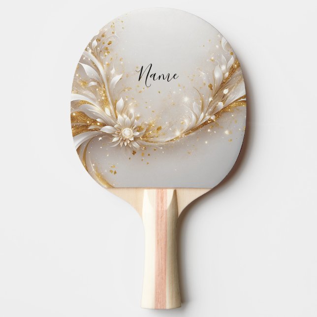 Raquette De Ping Pong Pagaie à bascule Floral Or Blanc (Devant)