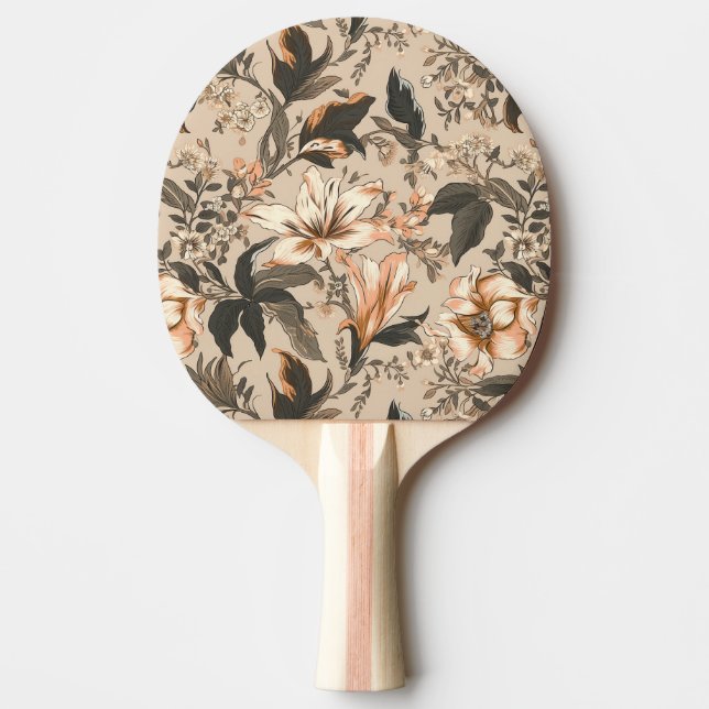 Raquette De Ping Pong Pagaie à bascule vintage à motif floral (Devant)