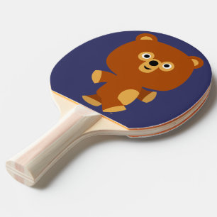 Raquette De Ping Pong Pagaie de ping-pong de l'ours de caricature assert