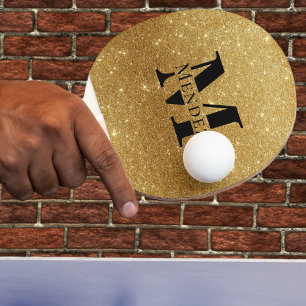 Raquette De Ping Pong Pagaie de ping-pong de Parties scintillant en noir