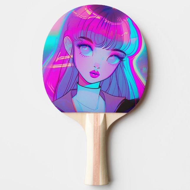 Raquette De Ping Pong Pagaie de ping-pong mignonne Neon Anime (Devant)