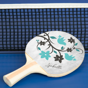 Raquette De Ping Pong Pagaie de ping-pong personnalisée Lovebirds turquo