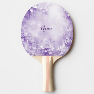 Raquette De Ping Pong Pagaie de ping-pong violet aux fleurs blanches