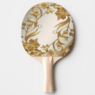 Raquette De Ping Pong Pagaie de pong à ping Feuille Floral Wavy d'or