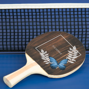 Raquette De Ping Pong Pagaie de pong de papillon bleu rustique