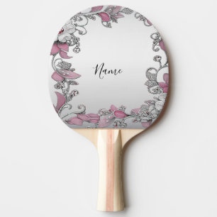 Raquette De Ping Pong Pagaie rose Argent Blanc Floral