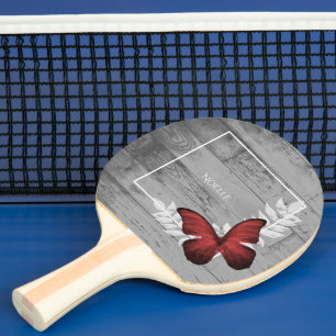 Raquette De Ping Pong Pagaie Rustique de ping papillon rouge