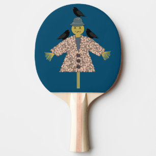 Raquette De Ping Pong Paille d'Halloween Scarecrow et Ravens