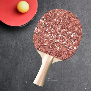 Raquette De Ping Pong Paillettes Rose Doré Joli Brillant