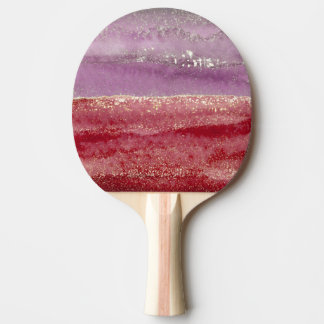 Raquette De Ping Pong Paillettes violettes et dorées élégantes