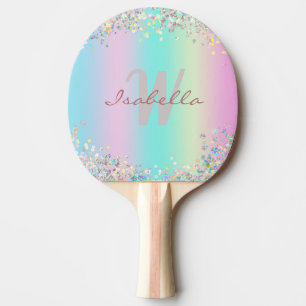 Raquette De Ping Pong Paillettres holographiques de licorne