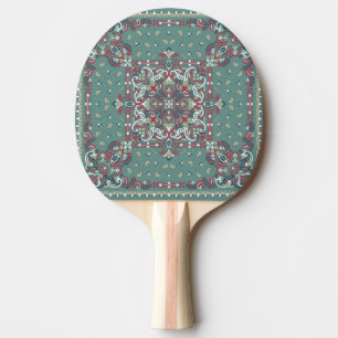 Raquette De Ping Pong Paisley Bandana Imprimer : Écharpe à cou de soie